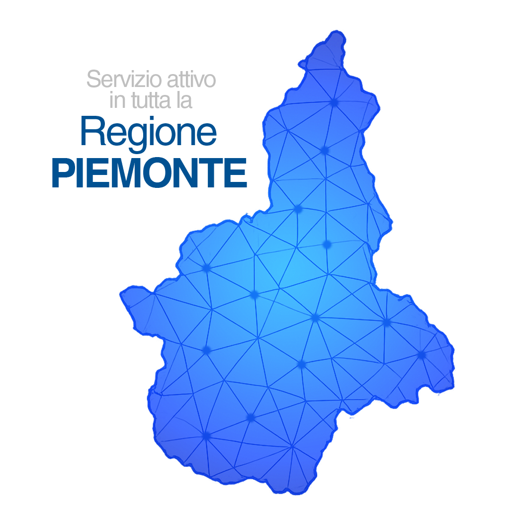 Cartina del Piemonte con i centri logistici della powering che offre servizio di noleggio gruppi elettrogeni in tutte le regioni piemontesi