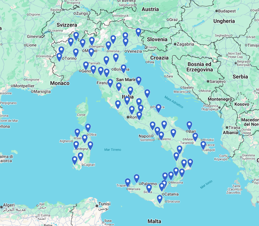 mappa centri logistici powering in italia